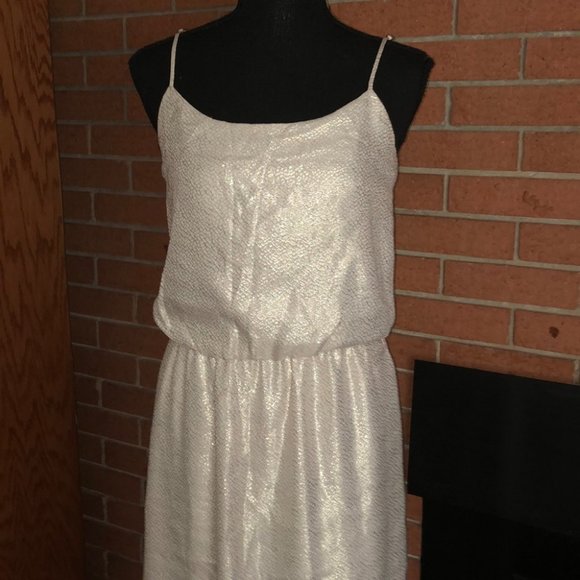 🥂TORI RICHARD🥂TEXTURED METALLIC BLOUSON DRESS🥂 - Picture 2 of 8